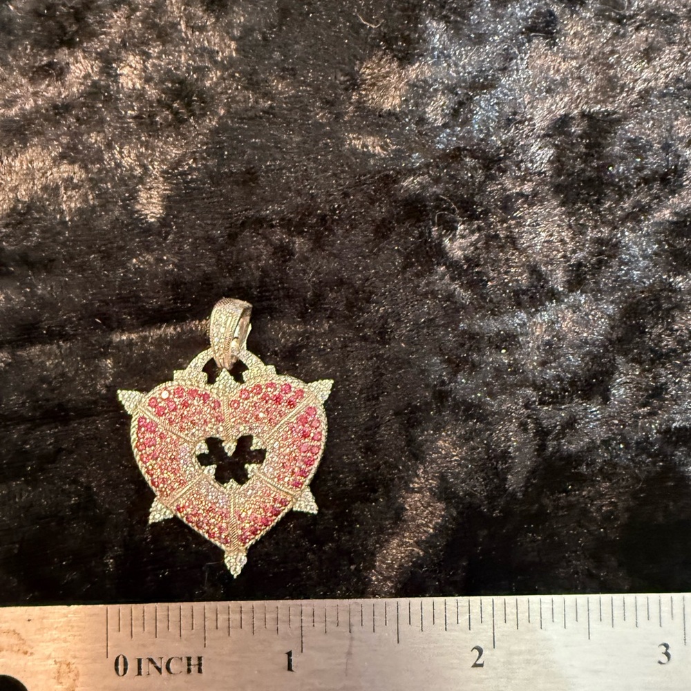 Judith Ripka Pink and Silver Heart Pendant Enhancer - Picture 5 of 6